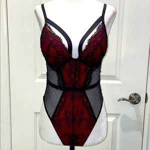 ♥️red lace padded bodysuit lingerie ♥️